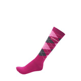 Lange strømper med tern - Pink/grå/pink